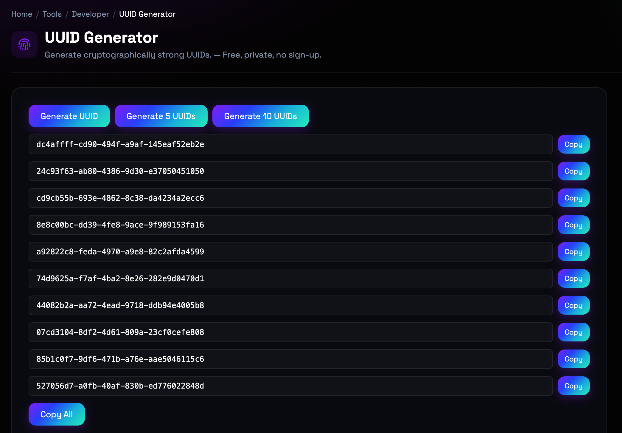 How to use UUID Generator online — free, fast, and private